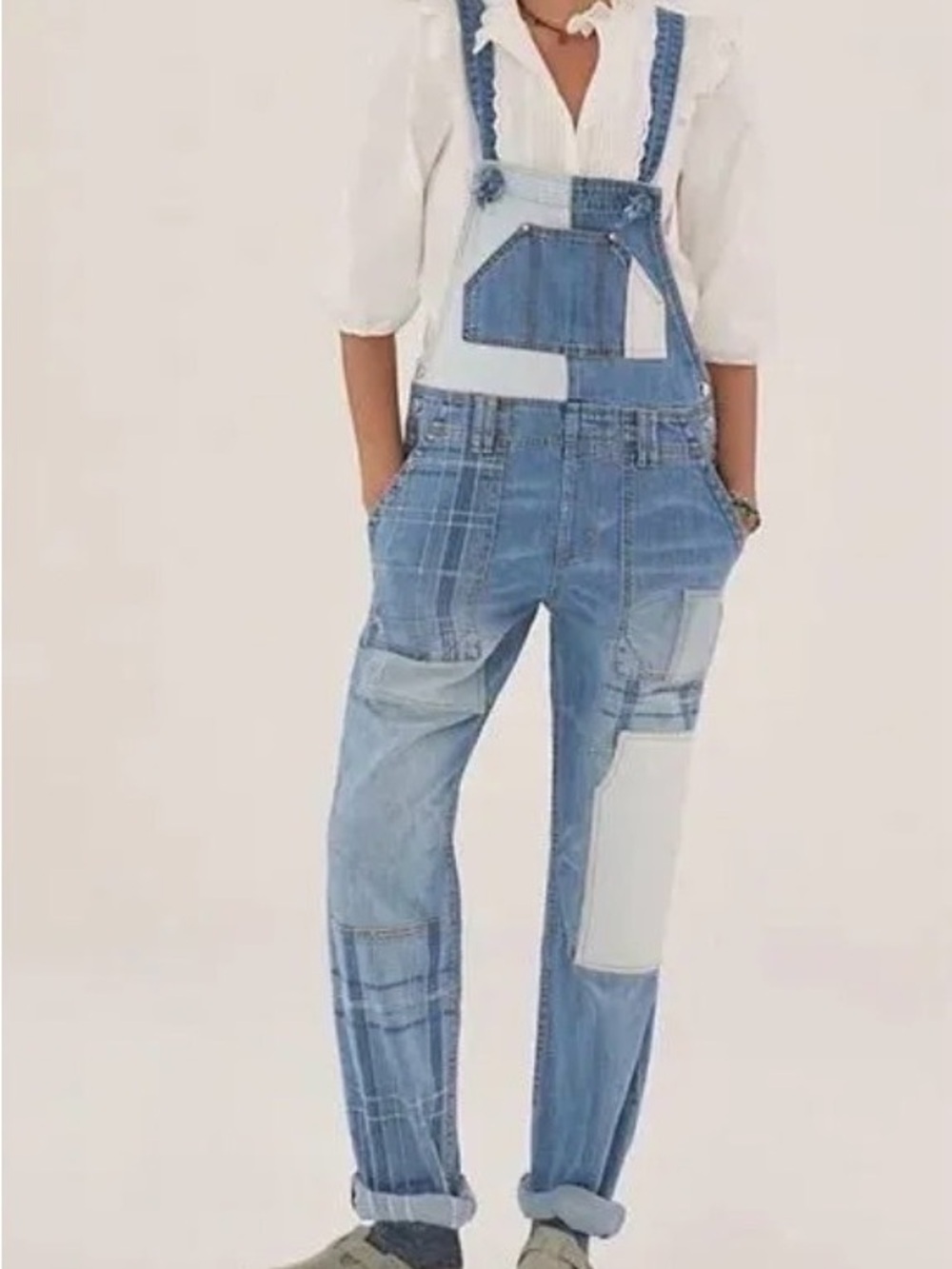 *RARE* Anthropologie Pilcro The Wanderer Patchwork Denim Overall 30